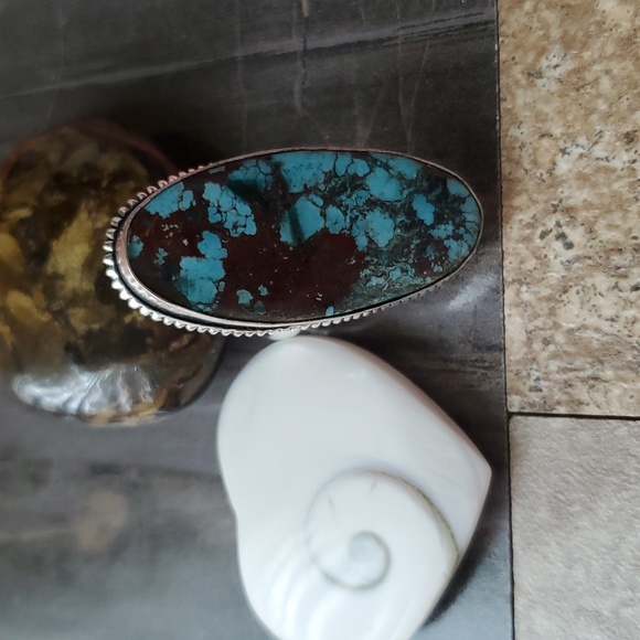 Hand Crafted Jewelry - Turquoise gemstone necklace sterling silver plated natural crystal healing stone